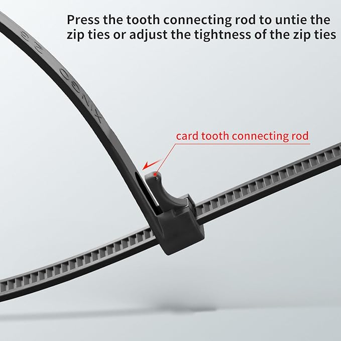 18 Inch Recoverable Reusable Zip Ties, 100PCS Black Zip Ties, Outdoor 120 lb. Cable Ties, Releasable Plastic Ties, Removable Wire Ties for Wire Management Outdoor Patio