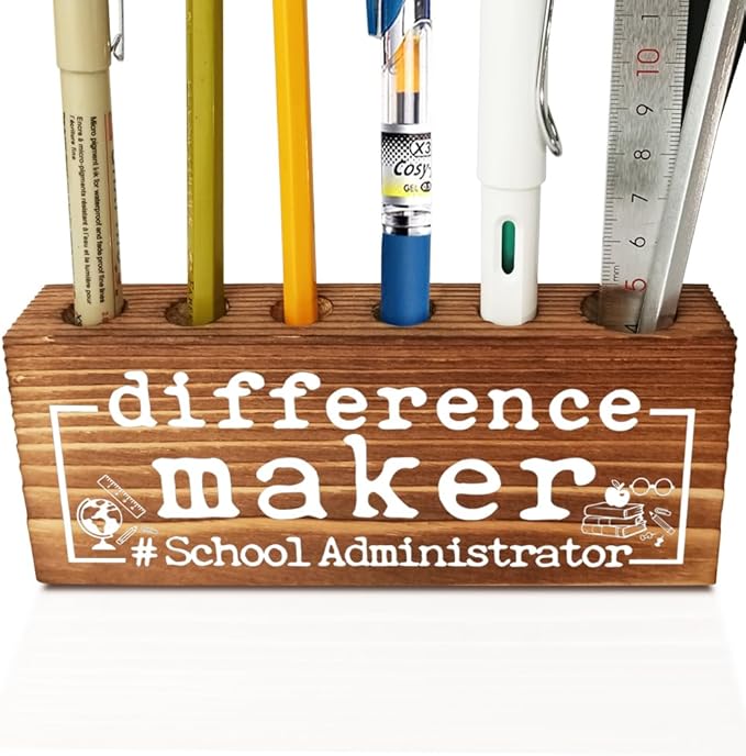 FOKCBOCM Thank You Appreciation Gift for School Administrator, Going Away & Retirement Gift, Farmhouse Organizer Pen Holder - DBB15