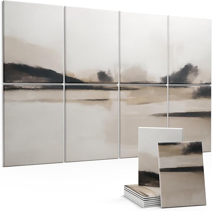 Wall Art Felt Bulletin Board,47''X31''Cork Boards Alternative Wall Panels-8-Pack with 50 Adhesive Tabs, Decorative Panels for Living Room and Recording Studio, Offices-Mist Reflections