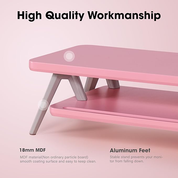 Fenge Dual Monitor Stand, Monitor Stands Riser for 2 Monitors, 42.5 Inch Wood Desk Shelf with Storage Organizer and Cable Management for Office Desk Accessories