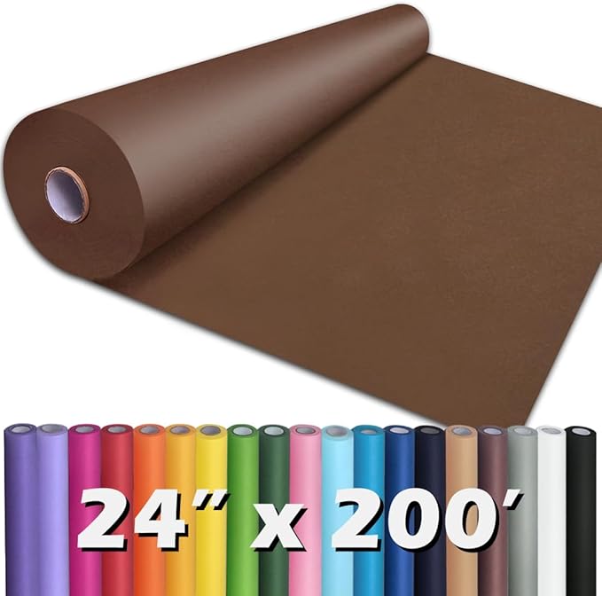 PerkHomy 24" x 2,400" (200') Coffee Kraft Paper Roll for Craft Bulletin Board Paper Art Table Covering Crafting Gift Wrapping Bouquet Packing Parcel 80GSM 55LB (Coffee, 24" x 200')