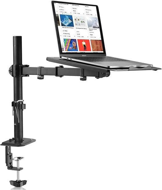 suptek Laptop Notebook Desk Mount Stand, Adjustable Single Monitor Laptop Arm Mount with Ventilated Tray,up to 17 inch,Holds up to 22 lbs