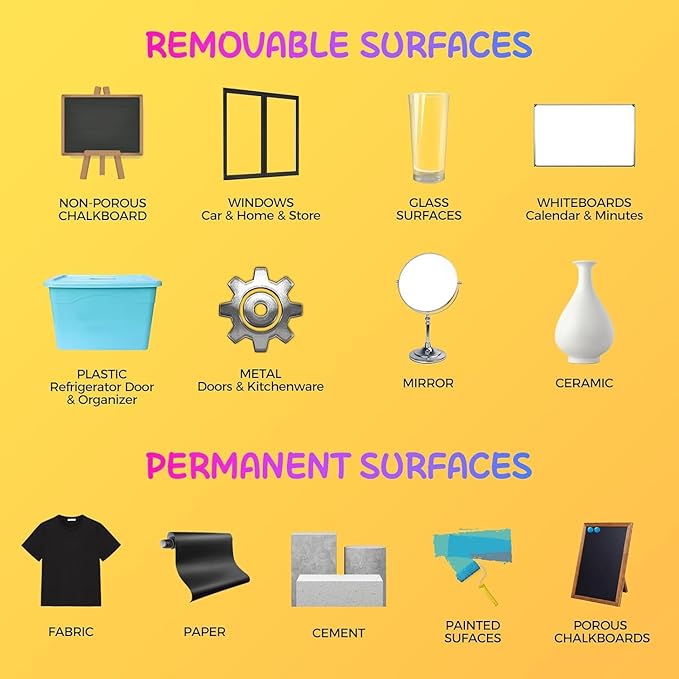 SFAIH 24 Vibrant Chalk Markers for Blackboard [1s Wet Wipe] - No Residue, 4.5-6mm Liquid Chalk Markers for School Sign Board, Calendar, Car Window, Glass, Non-Toxic, Zero Dust, With Highlighter Marker