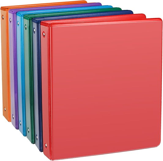 COMIX 3 Ring Binder 1 inch with Clear View Cover, 1" View Binder Holds 200 Sheets of US Letter Size Paper, 6 Pack (Assorted)