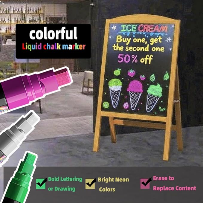 Window Chalk Markers for Cars Glass Washable, 2 boxes X 8 Colors Liquid Chalk Marker Pens with 7mm 2 in 1 Nib Wide Tips, Big Chalkboard Markers Car Window pens