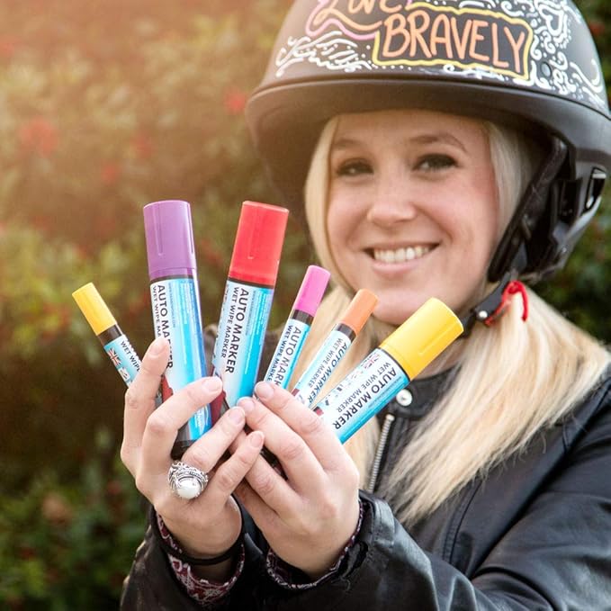 Window Markers for Glass Washable Car Window Paint Pen- Dry Erase Liquid Chalk Marker Car Decorations on All Surfaces, Tire, Windshield - Auto Marker, Autowriter, Rain Resistant (Purple, Jumbo Tip)