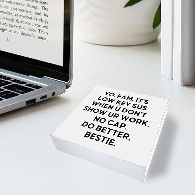 Math Science Teacher Gifts from Student, It's Lowkey Sus When U Don't Show Your Work Wood Sign, Funny Teacher Signs Decor for Classroom