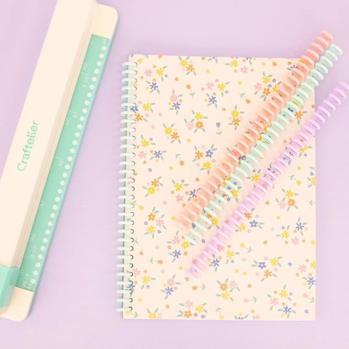 Craftelier - Click Binding Spines 3:1 Pitch - Pastel Tones - Easy Zip Binding - Reusable, Trimmable Coils for Up to 85 Sheets -12 mm. (0.47") Diameter - 6-Pack for A4 to A7 and US Letter Sizes