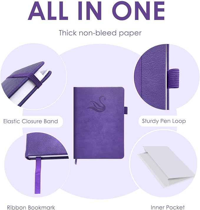 Elegant Password Book with Alphabetical Tabs - Hardcover Password Book for Internet Website Address Login - 5.2" x 7.6" Password Keeper and Organizer w/Notes Section & Back Pocket (Violet Purple)