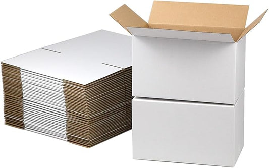 10x6x6 Inches Shipping Boxes Set of 40, White Corrugated Cardboard Box Literature Mailer for Packing Small Business