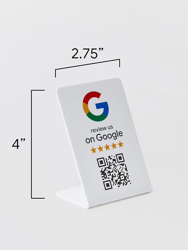 Google Review Stand - NFC & QR Code, Easy Setup, For All Businesses (1-Pack)