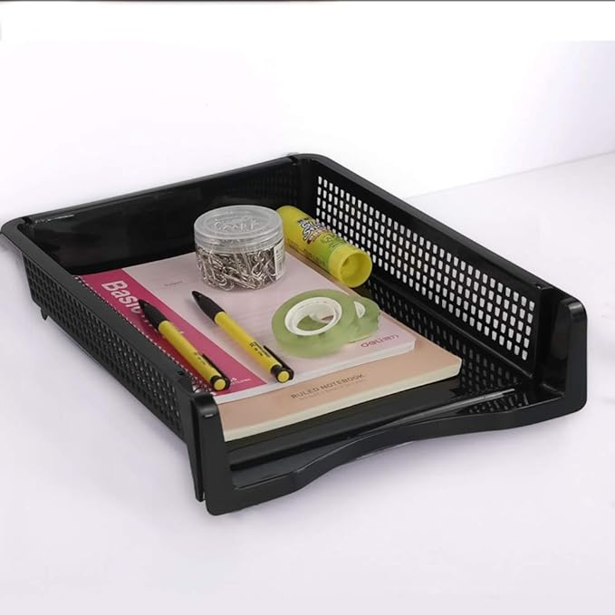 Ggbin 6-Tier Desktop A4 Paper Organizer Tray, Stackable File Trays for Storage, Black