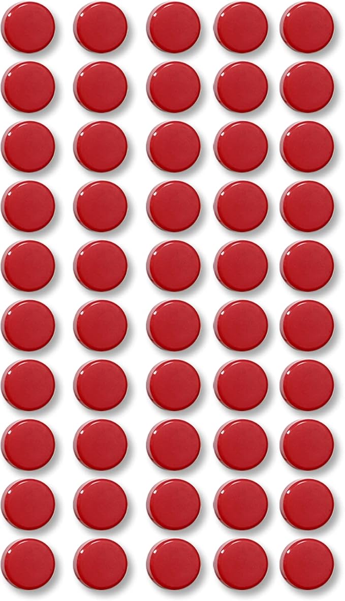 Qualsen Fridge Magnets, 50pcs Small Refrigerator Magnets for Whiteboard, Mini Cute Magnets for Locker, Whiteboard, Kitchen, Office, Classroom (Red)