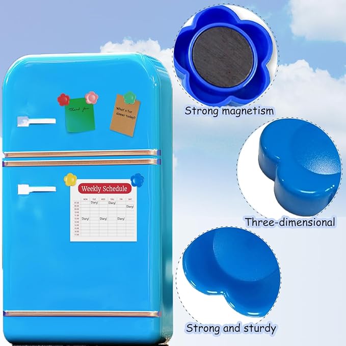 Qualsen Fridge Magnets, Flower Shape Cute Magnets for Fridge Magnet, Refrigerator, Small Magnet for Whiteboard for Kids,Locker, White Board, Kitchen, Office, Classroom (5 Colors)