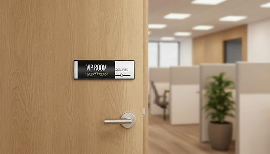 Slider OFFICE DOOR / WALL NAMEPLATE SIGN FRAME DISPLAY CURVATURE PLAQUE SILVER HOLDER (8.0" W x 2.36" H)