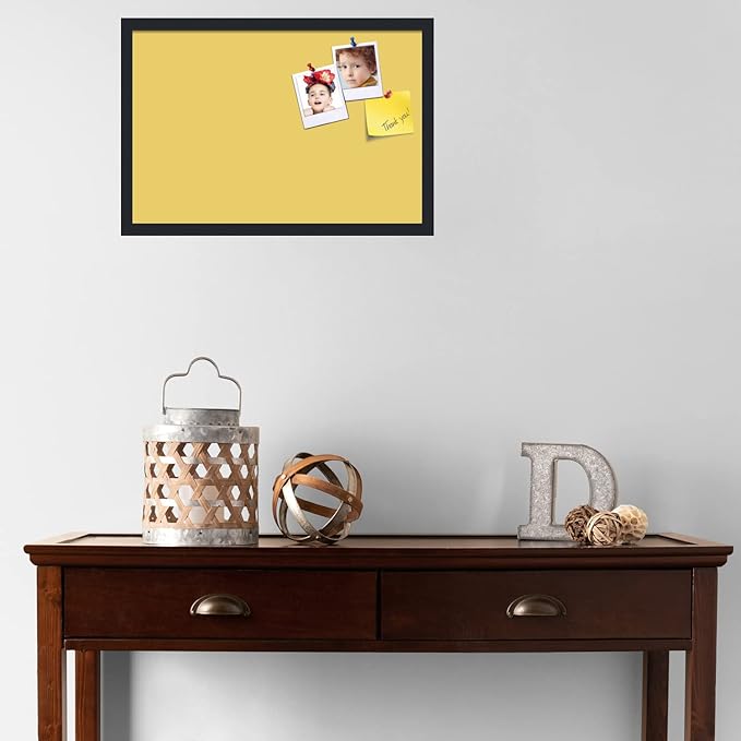 PinPix 24x16 Inch Cork Bulletin Board. This Decorative Framed Pin Board Comes with Honey Pastel Design and a Satin Black Frame. Ideal for Home Office Decor or Message Board (PinPix-1810)