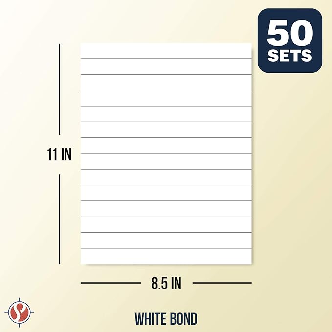 Memo Pads, White, With Black Lines – Lined Paper Notepads, Scratch / Writing Pad for Planning, To-Do Lists, Appointments, Reminders, Home, Office – 50 Sheets Per Pad, 10 Pads per Pack – 8.5" x 11"