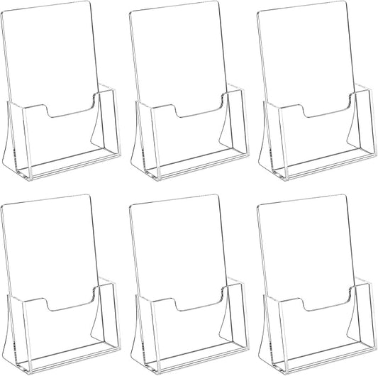 HIIMIEI Brochure Holder 8.5 x 5.5 inches, Acrylic Flyer Holder with 6 Pack, Plastic Stands for Displaying Magazines, Pamphlets, Literature, Brochures, Booklets, Menu