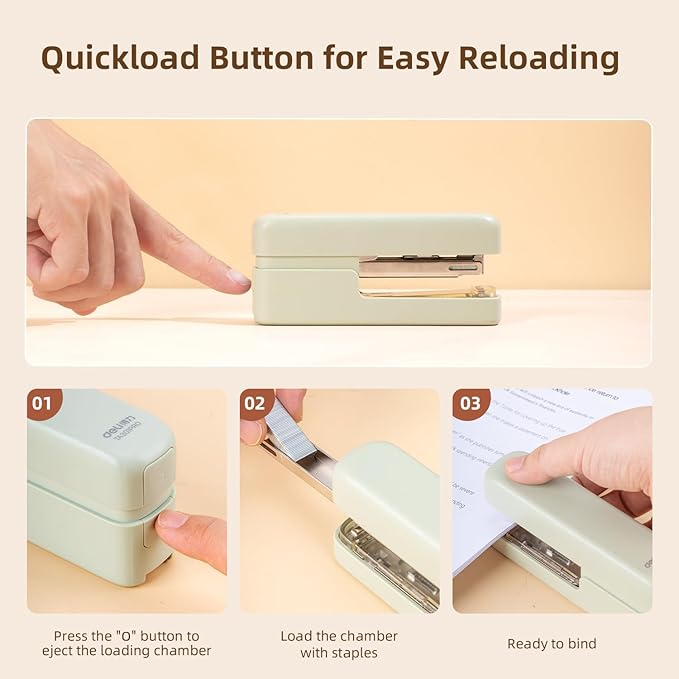 deli Stapler, Desktop Staplers with Integrated Staple Remover, 45 Sheet Capacity Office Stapler, 2 Pack, Green