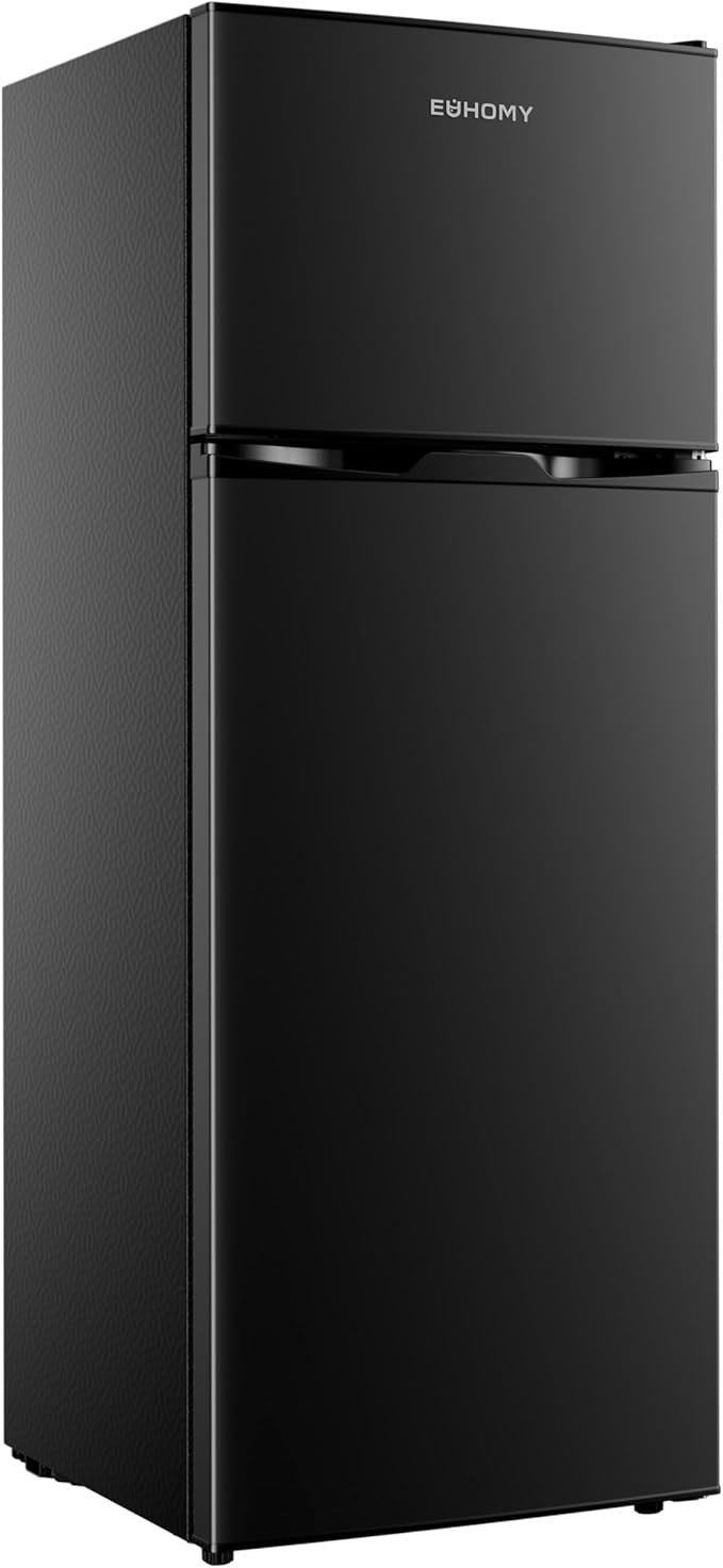 EUHOMY 7.4 Cu.Ft. Refrigerator with Freezer, 2 Door Fridge, Adjustable Thermostat，Large Capacity, Refrigerator for Kitchen/Dorm/Office/Apartment - Food Storage or Cooling drinks, Black