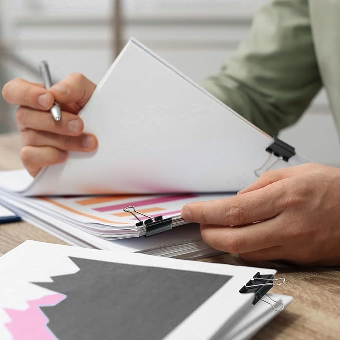 Jetec 500 Pieces 1. 6 Inch Black Binder Clips Extra Large Paper Clamps Metal Paper Clips for Teachers Students Classroom Business Office and School Office Supplies