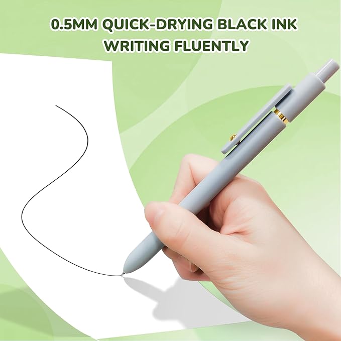 Gel Pens, 6 Pcs Black Ink Pens for Women, 0.5mm Fine Point Smooth Writing Pens, High-End Series Retractable Pens for Journaling Note Taking (6 Pcs Gold Morandi)