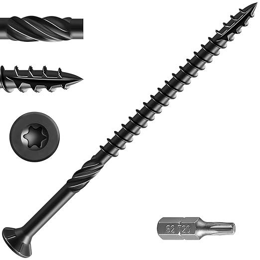 #10 * 3-1/2" Black Deck Screws, (292pcs) 5 lbs.Exterior Wood Screws, Rust Resistant Epoxy Coated, Bronze, T20 Star Bit