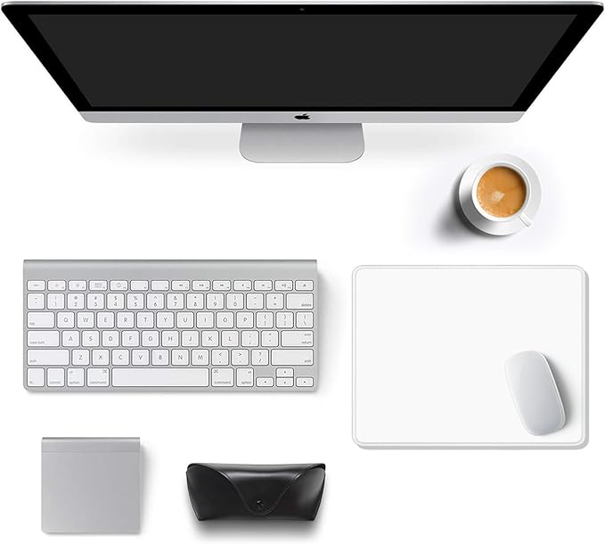 Auhoahsil White Mouse Pad, 12 x 10 Inch Square Mousepad, 3mm Thick Rubber Mouse Mat with Pretty Design, Premium-Textured Non-Slip for Gaming Work Office Wireless Mouse Men Women