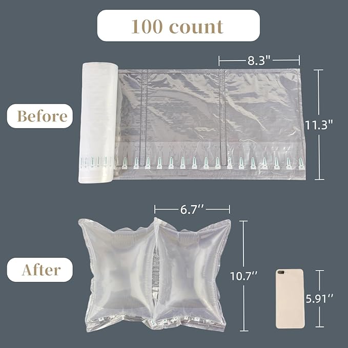 Large Air Pillows for Shipping Inflatable Air Bags for Packing Purse Shaper, 8.2" X 11.8" Air Pockets for Packaging Moving Supplies Box Filler Alternative to Packing Peanuts, 100Count
