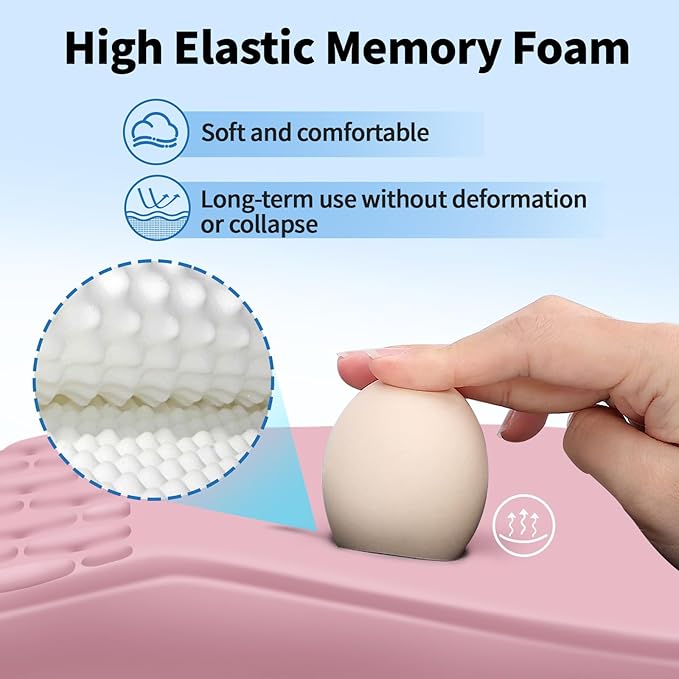 YIWEI Ergonomic Mouse Pad with Wrist Rest Support, Mousepad with Comfortable Memory Foam Wrist Rest and Non-Slip PU Base for Pain Relief, Computer, Laptop, Office, Home (Pink)