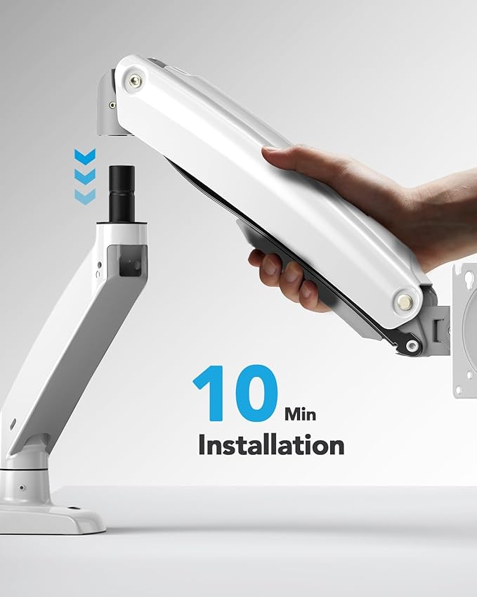 HUANUO Single Monitor Arm for 40 inch Screens, Ultrawide Computer Monitor Mount Holds 26.48 lbs, Upgraded Adjustable Stand with USB, C-Clamp & Grommet Base, VESA 75x75 or 100x100mm