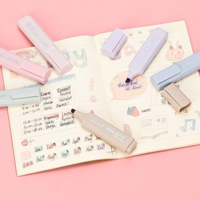 ZEYAR Highlighter Pen, Cream Colors Chisel Tip Markers, Water Based, Quick Dry, No Bleed, for Bible Study Notes School Office (24 Fulls Colors)