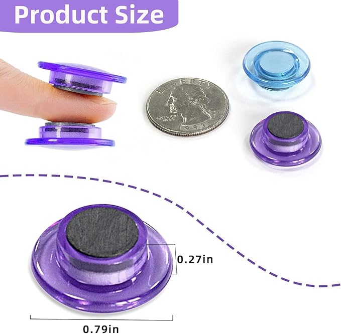 Qualsen Magnets for Whiteboard 20 Pcs, Round Fridge Magnets for Dry Board Decorative, Teacher Supplies for School, Classroom, Home, Office, Locker (Clear)