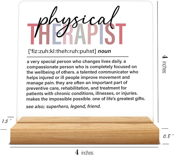 Physical Therapist Gifts for Men Women, Thank You Appreciate Gifts, Retirement Gift, Physical Therapist Definition Acrylic Desk Sign Office Decor