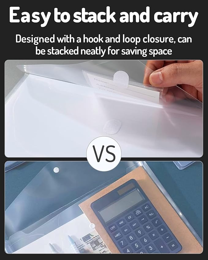 Forvencer Binder Pocket, 5 Pack Super Heavyweight Poly Binder Pocket with Tight Closure, File Folders Side Loading, 3 Ring Binder Organizer, Letter Size, Clear