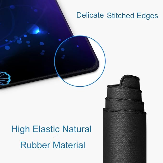 Gaming Mouse Pad, Large Mouse Pads for Women, Non-Slip Rubber Base Mousepad, Keyboard Mouse Mat, Desk Pad with Stitched Edges, 31.5x11.8inch, Purple Butterfly