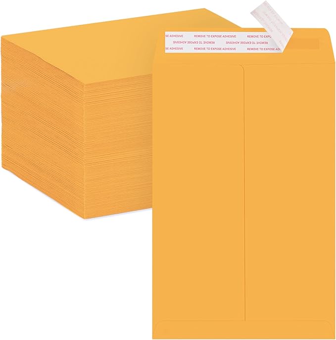 ACSTEP 100Pack Manilla Envelopes 6 x 9 Brown Kraft Catalog Envelopes Self Seal for Mailing