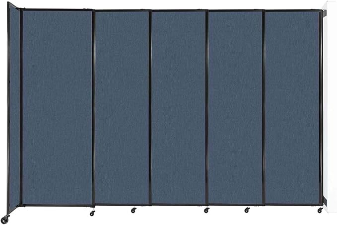 Wall-Mounted Sliding StraightWall Room Divider | Adjustable Widths | Locking Wheels | Room Separator | Up to 11'3" Wide x 7'6" Tall Ocean Fabric Panels
