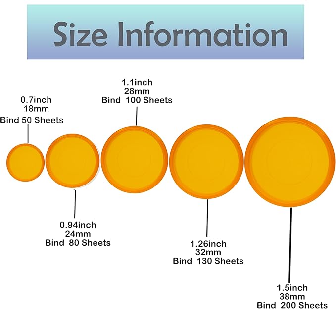 100pcs Discbound Notebook Discs DIY Planner Accessoriesfits for Tul,Levenger,Arc,Happy Planner,Talia(Transparent Orange,1.5inch/38mm)