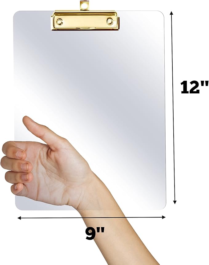 PERFORMORE 6 Pack of Plastic Clipboards, 12” x 9” Clear Acrylic Clipboards with Gold Clip, Durable Stylish Clipboard with Low Profile Clip, Perfect for Home School Classroom Office Events Seminars