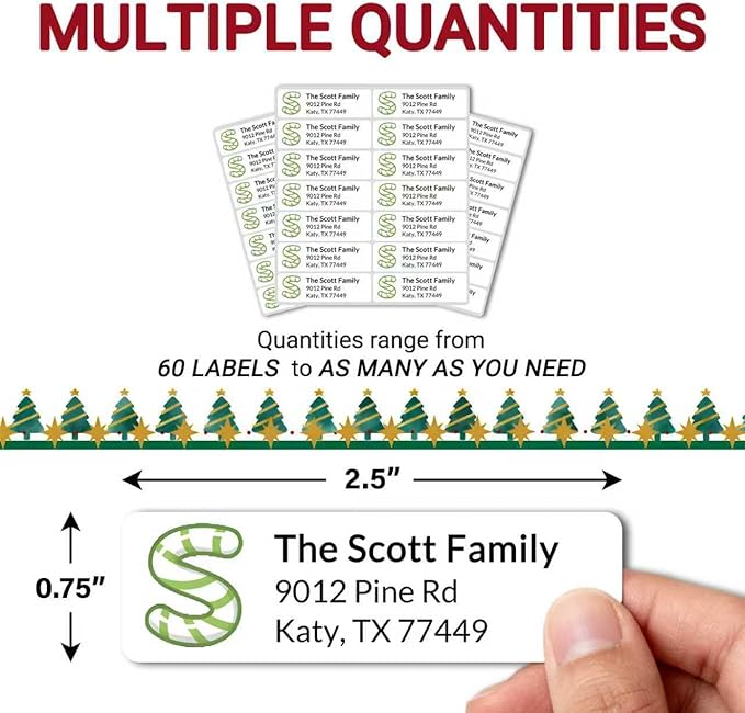 Personalized Return Address Labels - Custom Address Labels with Monogram (Candy)