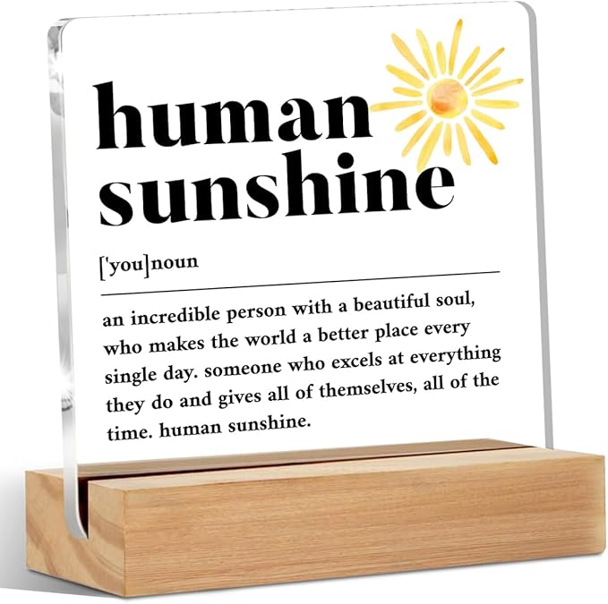 Christmas Thank You Gifts, Human Sunshine Definition Table Desk Decor, Appreciation Gifts for Teacher Coworkers Nurse Women Men, Inspirational Acrylic Sign, Thank You Gifts, Acrylic Plaque with Stand, Office Home Bedroom Decor