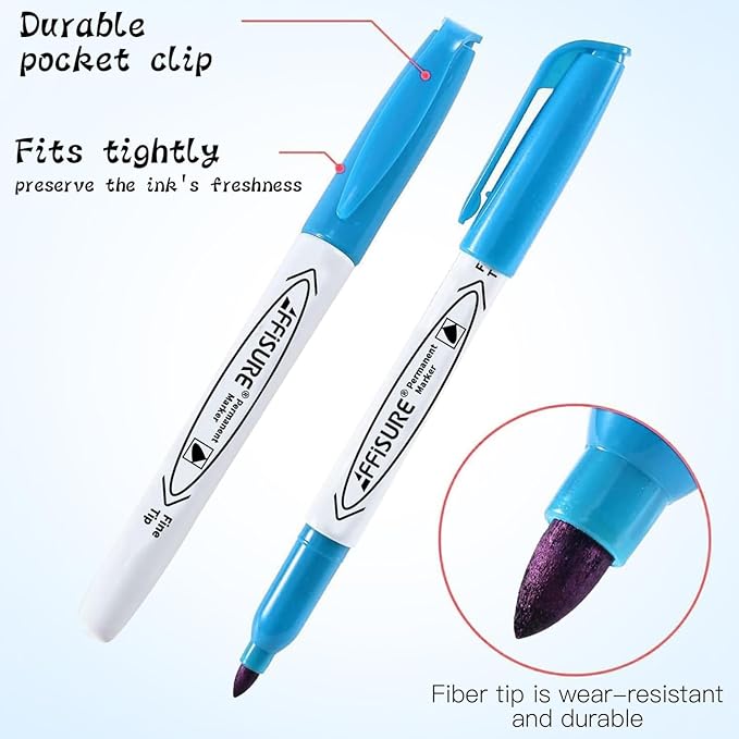 Permanent Markers Assorted Colors Set, 8 Colored Markers 8 Pack, Fine Point，Works on Wood, Plastic, Metal, and More, for Adults, Artist, Taecher, Kids