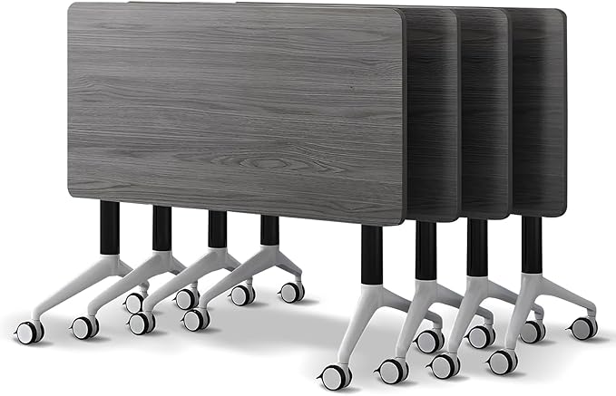 Conference Room Table with Flip-Top Design for Dynamic Meetings, Business Table Computer Desk with Heavy-Duty Frame,Foldable Seminar Meeting Tables for Home Office (4, B, 55.1IN)