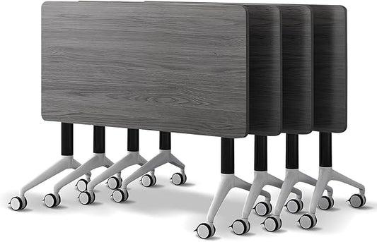 Conference Room Table with Flip-Top Design for Dynamic Meetings, Business Table Computer Desk with Heavy-Duty Frame,Foldable Seminar Meeting Tables for Home Office (4, B, 55.1IN)