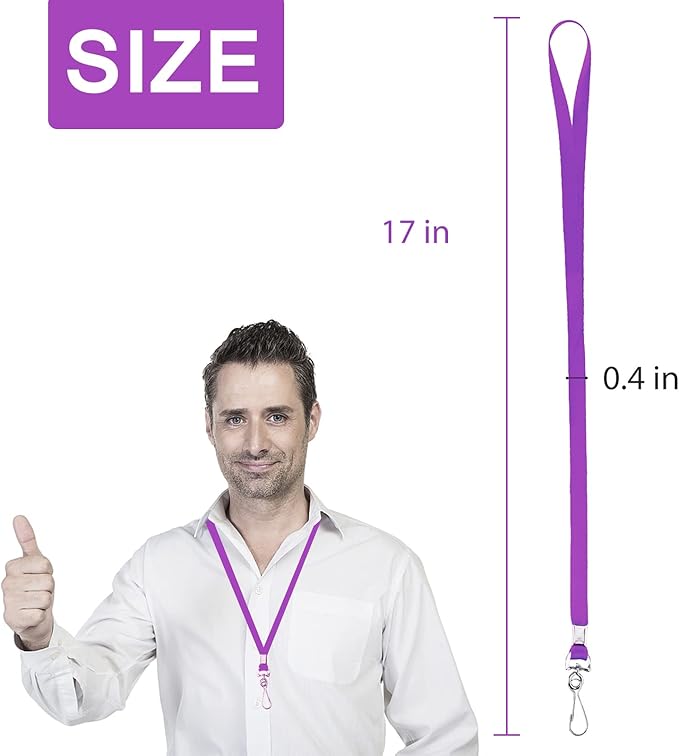 Purple Lanyards Bulk 50 packs Lanyards for ID Badges,Lanyards with Swivel Hook Clips for Name Tag Lanyard ID Holder