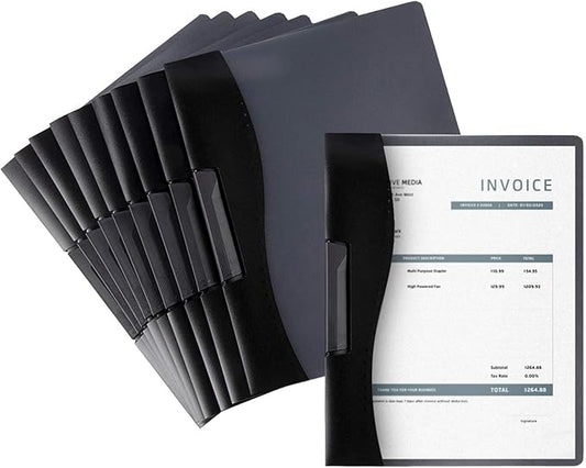 Juvale Resume Portfolio Folder - 10 Pack, Black, 9 x 11 in - Clear Report Covers with Sliding Bar & Swing Clip - Presentation Folders & Document Binder