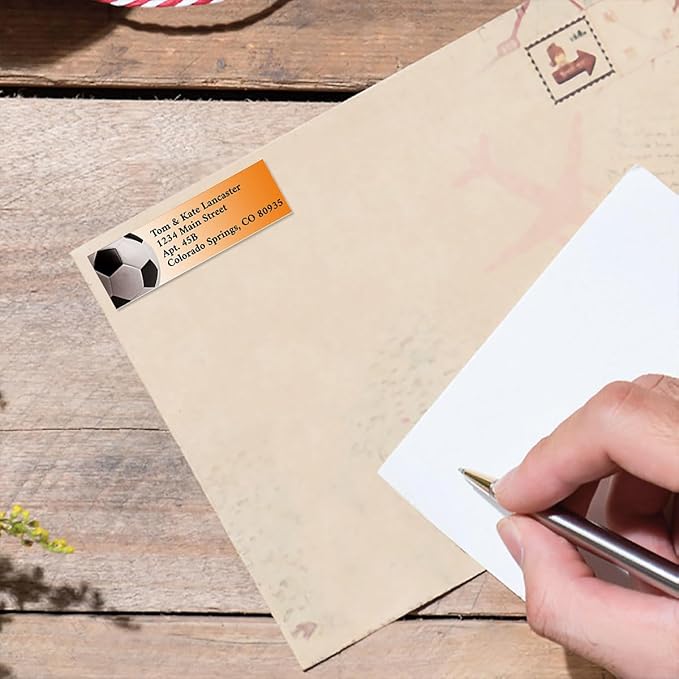 Soccer Small Return Address Labels - Set of 240 2" x 5/8" Self-Adhesive, Flat-Sheet Labels