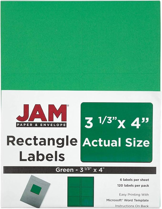 JAM PAPER Shipping Address Labels - Large - 3 1/3 x 4 - Green - 120/Pack