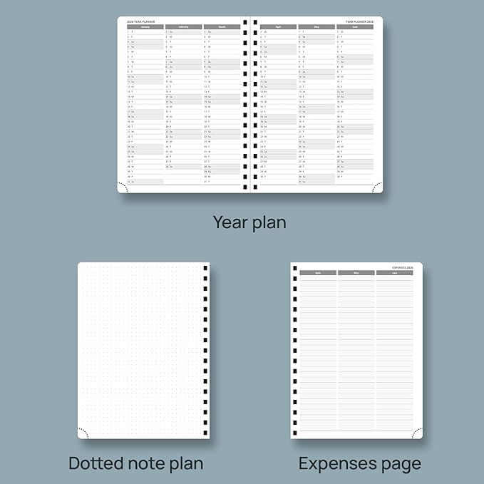 POPRUN 2026 Planner (Medium - 6.5'' x 8.5'') with Hourly Schedule, Vertical Layout - 2026 Weekly Calendar (Jan. 2026 - Dec.2026) for Time Management, Monthly Tabs, Spiral Bound, Soft Cover - Green